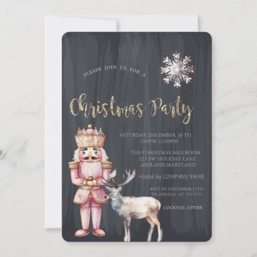 Invitation Nutcracker Reindee, Feu de neige Noël (Devant)