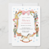 Invitation Nutcracker rose mignon Noël Fille Anniversaire (Devant)