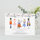 Invitation Nutcracker rose Noël Baby shower floral (Debout devant)