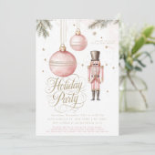 Invitation Nutcracker rose or ornements de vacances (Debout devant)