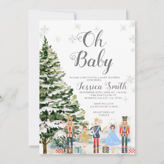 Invitation Nutcracker Snowflakes Baby shower de Noël (Devant)