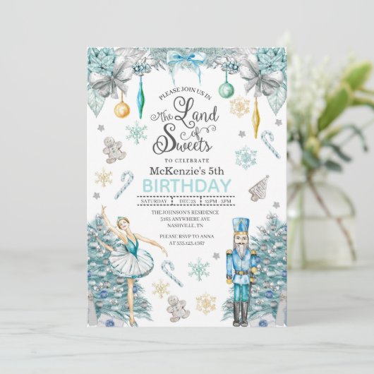Invitation Nutcracker Sugar Plum Fairy Noël Anniversaire (Debout devant)