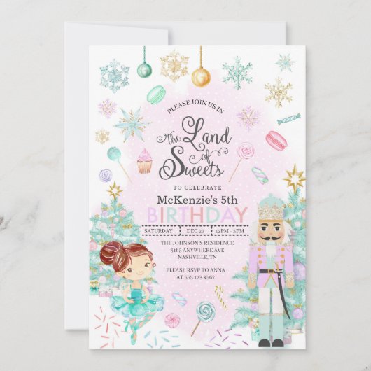 Invitation Nutcracker Sugar Plum Fée Noël Anniversaire (Devant)