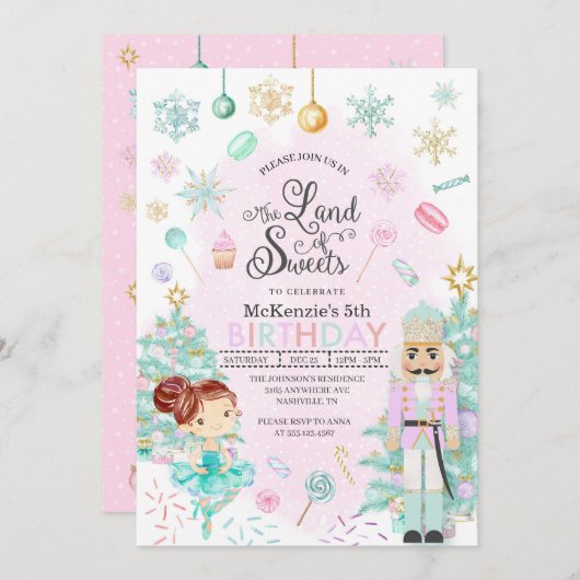 Invitation Nutcracker Sugar Plum Fée Noël Anniversaire (Devant / Derrière)