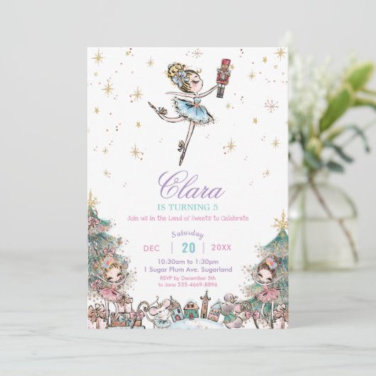 Invitation Nutcracker Sugar Plum Fée Noël Anniversaire (Debout devant)