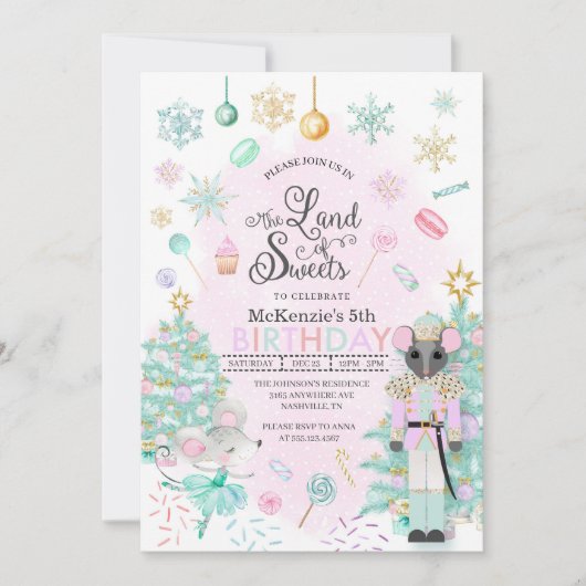 Invitation Nutcracker Sugar Plum Fée Noël Anniversaire (Devant)