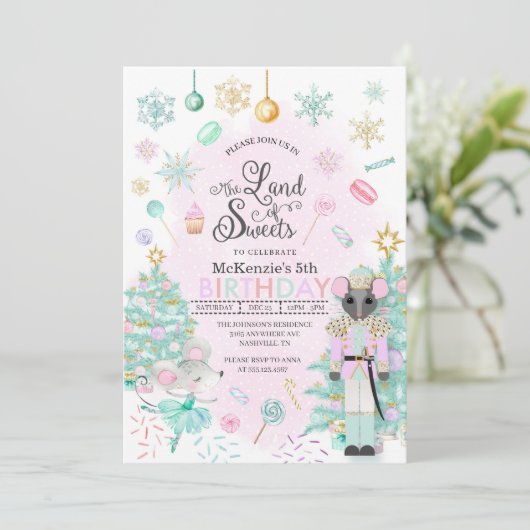 Invitation Nutcracker Sugar Plum Fée Noël Anniversaire (Debout devant)