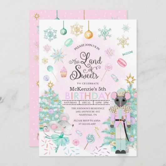 Invitation Nutcracker Sugar Plum Fée Noël Anniversaire (Devant / Derrière)