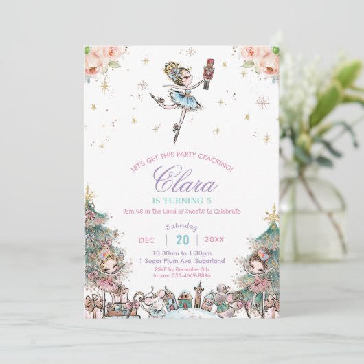 Invitation Nutcracker Sugar Plum Fée Noël Anniversaire (Debout devant)