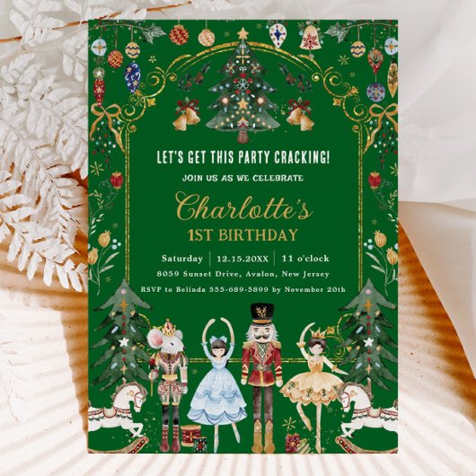 Invitation Nutcracker Vintage Noël 1er anniversaire