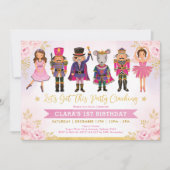 Invitation Nutcracker Winter Blush Gold Floral Anniversaire (Devant)