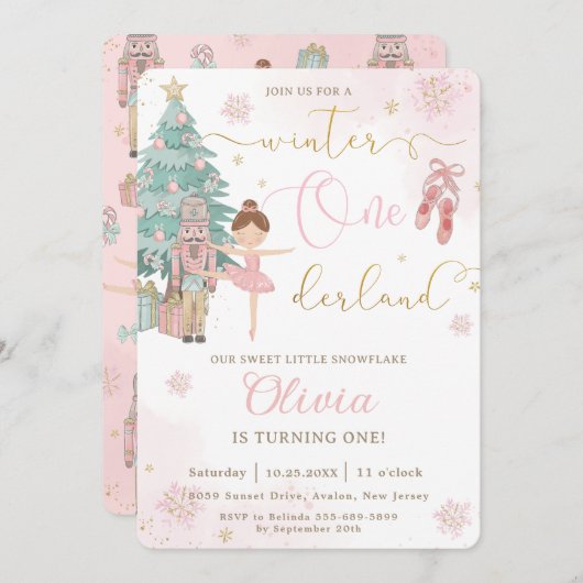 Invitation Nutcracker Winter Onederland 1er anniversaire (Devant / Derrière)