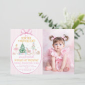Invitation Nutcracker Winter Onederland Pink Birthday Photo (Debout devant)