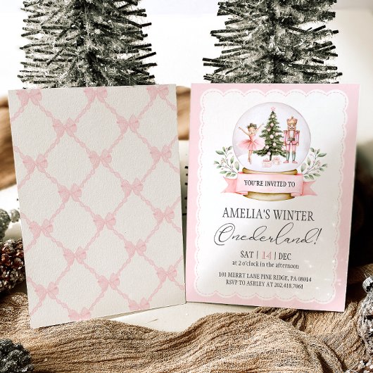 Invitation Nutcracker Winter Onederland Rose 1er anniversaire