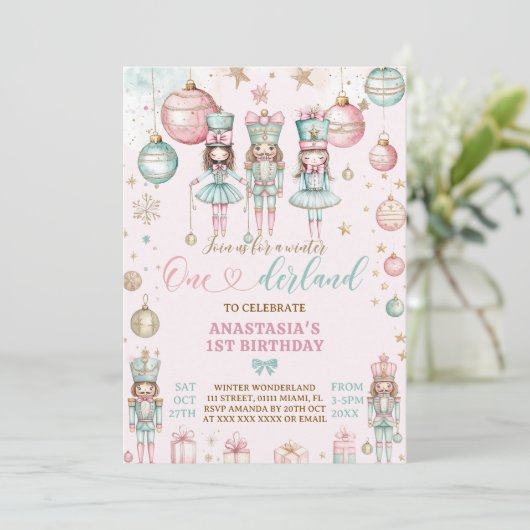 Invitation Nutcracker Winter Wonderland 1er Anniversaire (Debout devant)