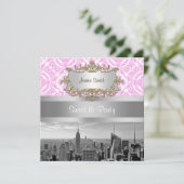 Invitation NY City Skyline BW D4P Rose White Damas (Debout devant)