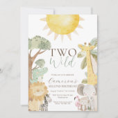 Invitation Nyala Safari Animaux Deux Sauvages Deuxième Annive (Devant)