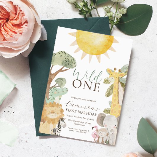 Invitation Nyala Safari Animaux premier anniversaire