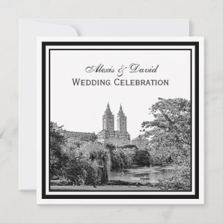 Invitation NYC Centrl Pk Lake San Remo Gravé Mariage Carré