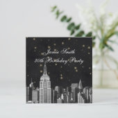 Invitation NYC ESB Skyline Etched Black Starry Birthday Pty (Debout devant)