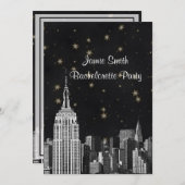 Invitation NYC ESB Skyline Etted Black Starry Bachelorette V (Devant / Derrière)