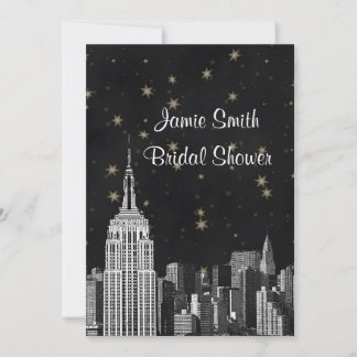 Invitation NYC ESB Skyline Gravé en Noir Étoile Bridal Showr