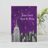 Invitation NYC ESB Skyline Gravé Étoile Violette Douce 16 V (Debout devant)