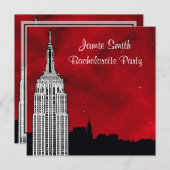 Invitation NYC ESB Skyline Silhouette rouge étoile Bacheloret (Devant / Derrière)