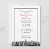 Invitation NYC Etched Fisheye Skyline BW Mariage rouge (Dos)