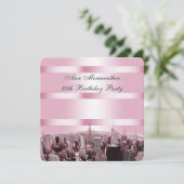 Invitation NYC Etched Skyline 2 Rose Black Anniversaire (Debout devant)
