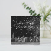 Invitation NYC Etched Skyline Black BG White Heart Sweet 16 (Debout devant)