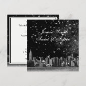 Invitation NYC Etched Skyline Black BG Wht Heart Sweet 16 SQ2 (Devant / Derrière)