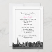 Invitation NYC large Skyline Etché BW Baby shower rose (Dos)