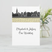 Invitation NYC large Skyline Etched BW Gold GK #5 Mariage (Debout devant)