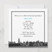 Invitation NYC large Skyline Etched BW Graduation Turquoise S (Dos)