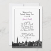 Invitation NYC large Skyline Etched BW Lilac Sweet 16 (Dos)