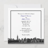 Invitation NYC large Skyline Etted BW Navy Blue Mariage SQ (Dos)