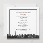 Invitation NYC large Skyline Etted BW Red Baby shower SQ (Dos)