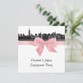 Invitation NYC large Skyline Etted BW rose Fiançailles Pty SQ (Debout devant)