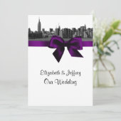 Invitation NYC large Skyline Etted BW violet Mariage (Debout devant)