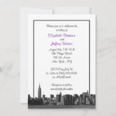 Invitation NYC large Skyline Etted BW violet Mariage (Dos)