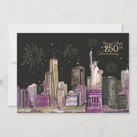 Invitation NYC rose violet vif des États-Unis semiquincentena (Devant)