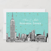 Invitation NYC Skyline 01 Etchd do-it-yourself BG Dîner de ré (Devant)