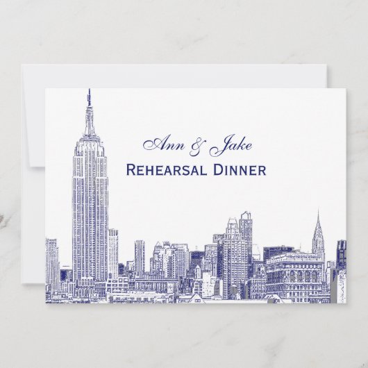 Invitation NYC Skyline 01 Etchd do-it-yourself repas de répét (Devant)