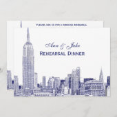Invitation NYC Skyline 01 Etchd do-it-yourself repas de répét (Devant / Derrière)
