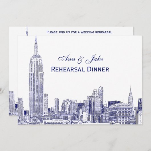 Invitation NYC Skyline 01 Etchd do-it-yourself repas de répét (Devant / Derrière)