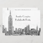 Invitation NYC Skyline 01 Etched Wht Bachelorette Party (Devant / Derrière)