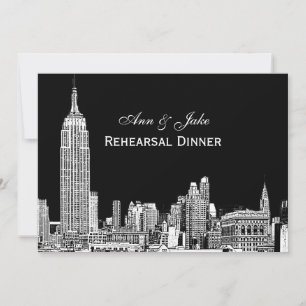 Invitation NYC Skyline 01 Gravé DIY BG Couleur Dîner de Répét