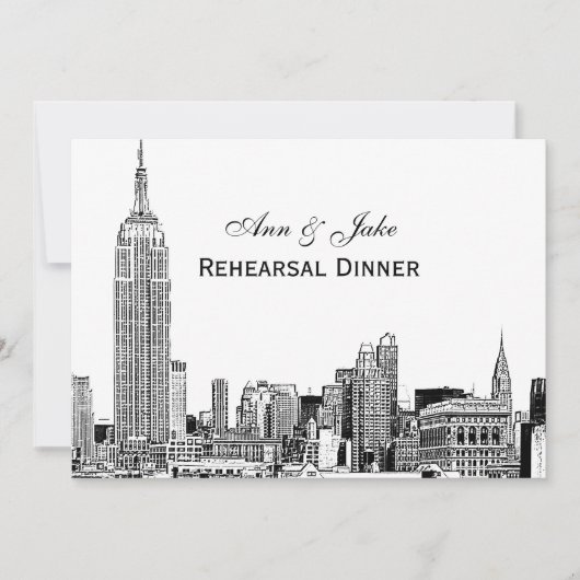 Invitation NYC Skyline 01 Gravé DIY BG Couleur Dîner de Répét (Devant)