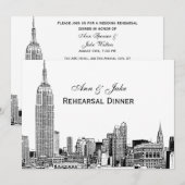 Invitation NYC Skyline 01 Gravé DIY BG Couleur Dîner de Répét (Devant / Derrière)